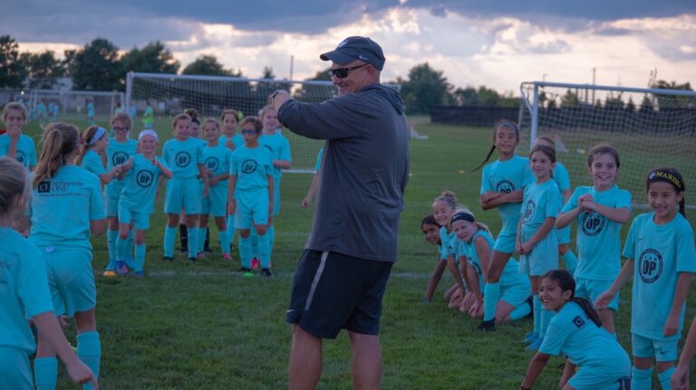 Central Ohio youth soccer coach with a soccer team.